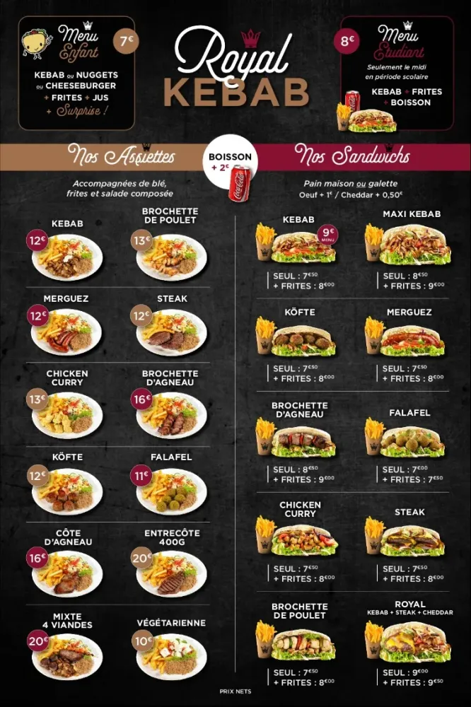 RoyalKebab - carte restaurant