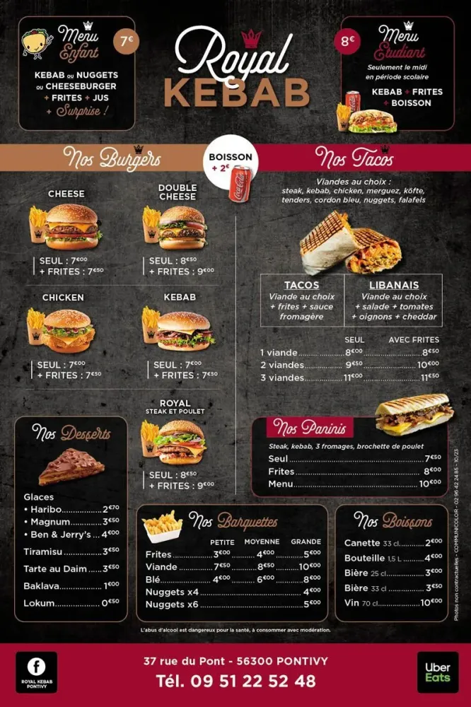 RoyalKebab - carte restaurant